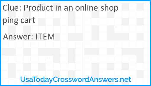 Product in an online shopping cart Answer