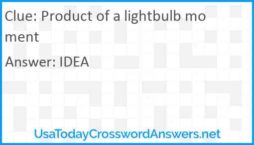 Product of a lightbulb moment Answer