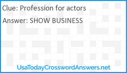Profession for actors Answer