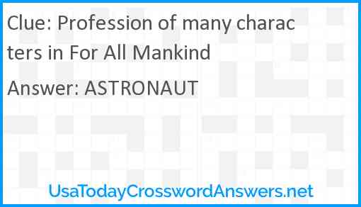 Profession of many characters in For All Mankind Answer