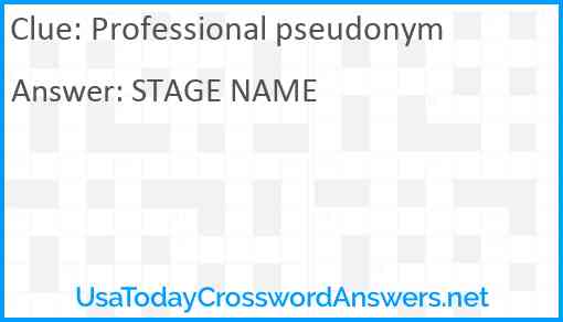 Professional pseudonym Answer