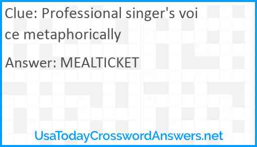 Professional singer's voice metaphorically Answer