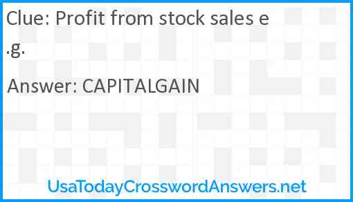 Profit from stock sales e.g. Answer