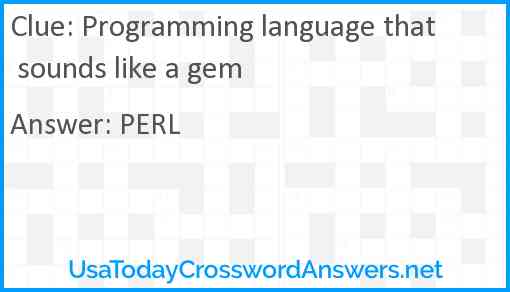 Programming language that sounds like a gem Answer