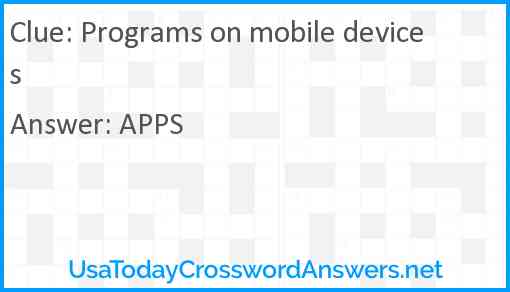 Programs on mobile devices Answer