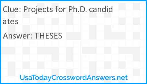 Projects for Ph.D. candidates Answer