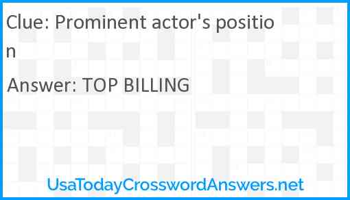 Prominent actor's position Answer