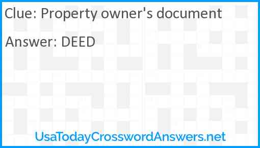 Property owner's document Answer
