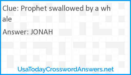 Prophet swallowed by a whale Answer
