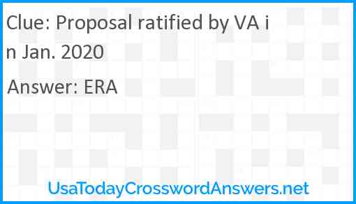 Proposal ratified by VA in Jan. 2020 Answer