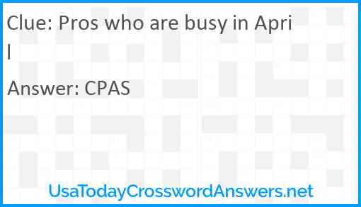 Pros who are busy in April Answer