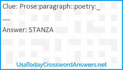 Prose:paragraph::poetry:___ Answer