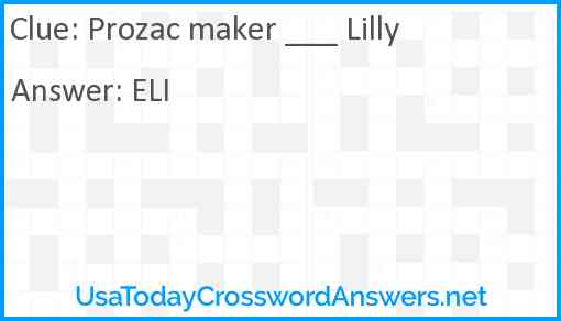 Prozac maker ___ Lilly Answer