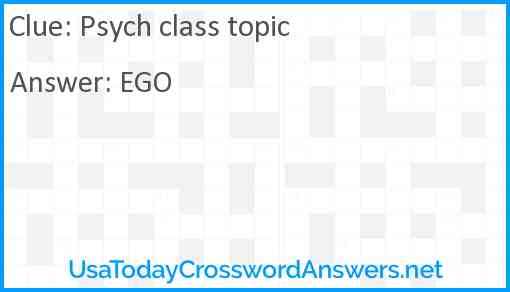 Psych class topic Answer
