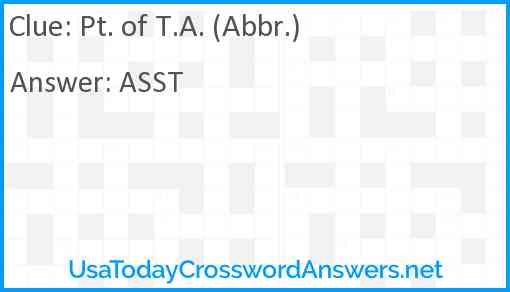 Pt. of T.A. (Abbr.) Answer