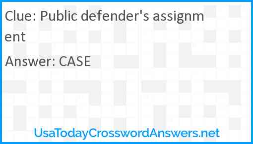 Public defender's assignment Answer