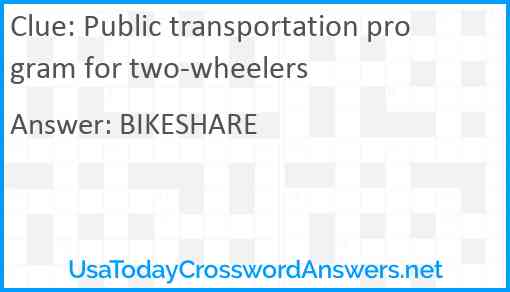 Public transportation program for two-wheelers Answer