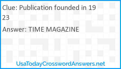 Publication founded in 1923 Answer