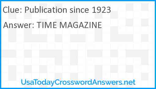 Publication since 1923 Answer