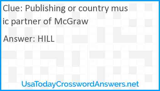 Publishing or country music partner of McGraw Answer