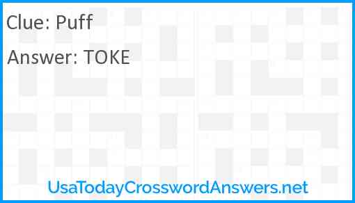 Puff crossword clue UsaTodayCrosswordAnswers net