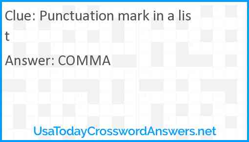 Punctuation mark in a list Answer