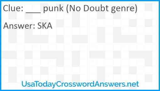 ___ punk (No Doubt genre) Answer