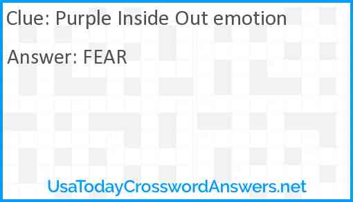 Purple Inside Out emotion crossword clue UsaTodayCrosswordAnswers net