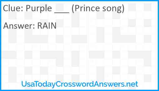 Purple ___ (Prince song) Answer