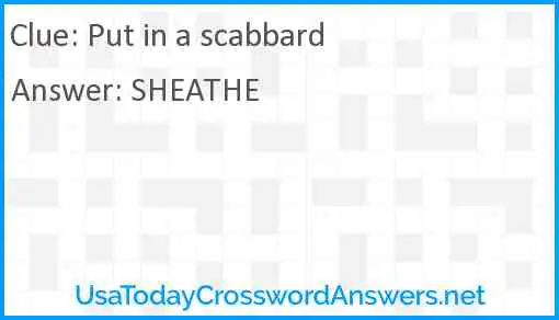 Put in a scabbard Answer