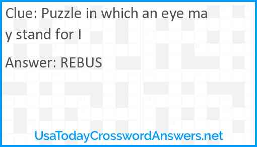 Puzzle in which an eye may stand for I Answer