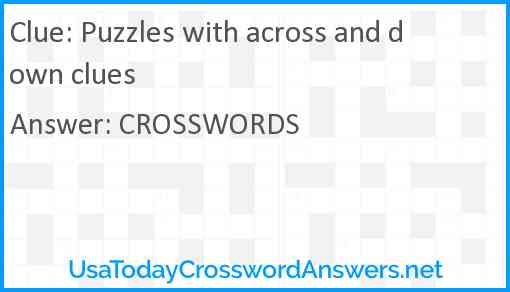 Puzzles with across and down clues Answer