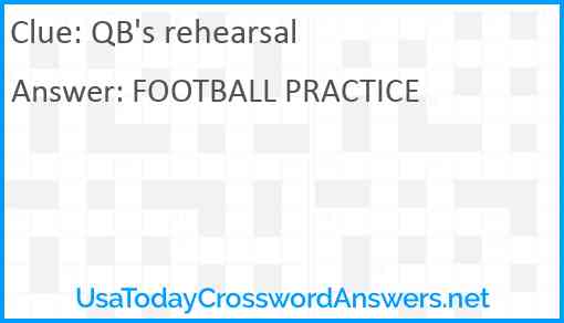 QB's rehearsal Answer