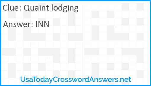 Quaint lodging Answer