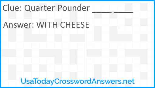 Quarter Pounder ____ ____ Answer