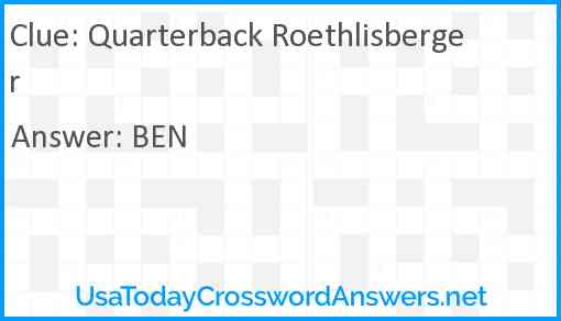 Quarterback Roethlisberger Answer