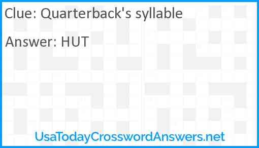 Quarterback's syllable Answer