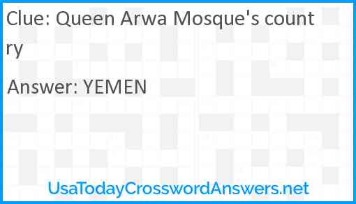 Queen Arwa Mosque's country Answer
