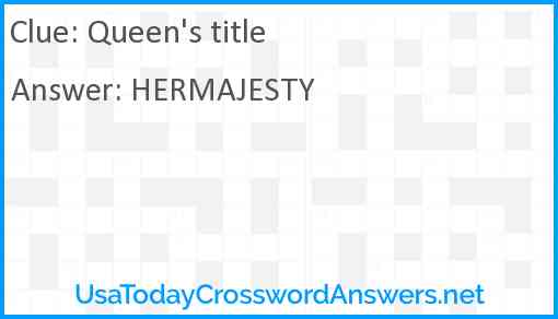 Queen's title Answer