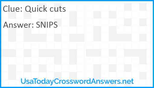 Quick cuts Answer