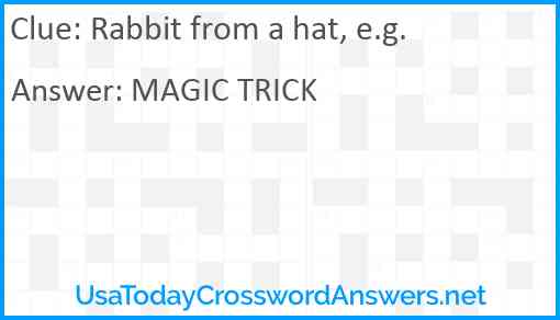 Rabbit from a hat, e.g. Answer