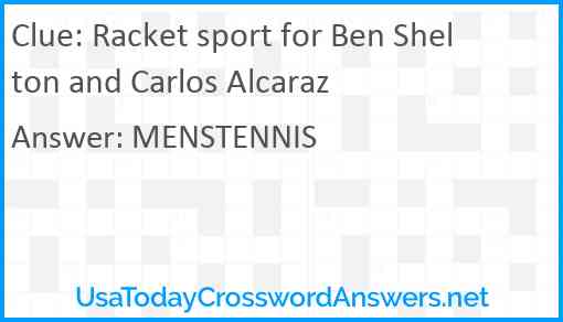 Racket sport for Ben Shelton and Carlos Alcaraz Answer