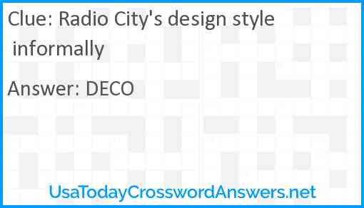 Radio City's design style informally Answer