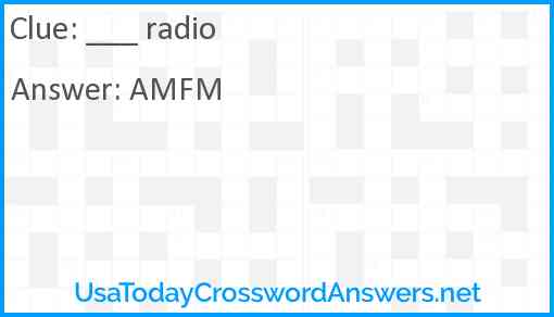 ___ radio Answer