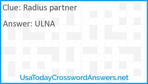 Radius partner crossword clue UsaTodayCrosswordAnswers net