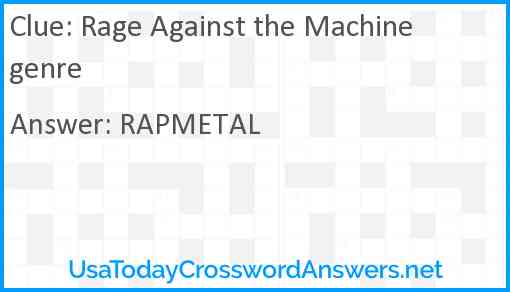 Rage Against the Machine genre Answer