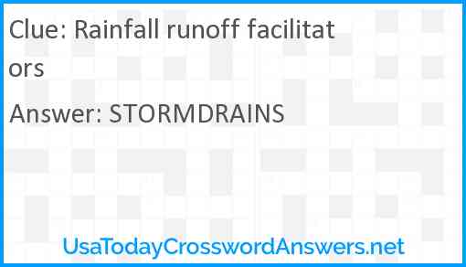 Rainfall runoff facilitators Answer