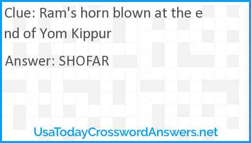 Ram's horn blown at the end of Yom Kippur Answer