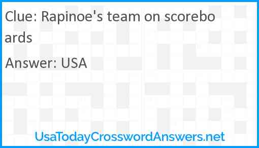 Rapinoe's team on scoreboards Answer