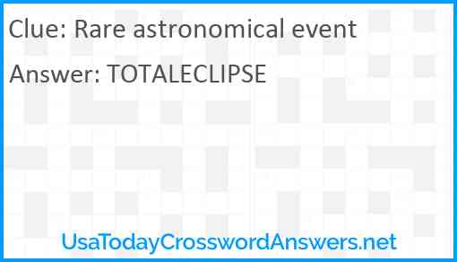 Rare astronomical event Answer